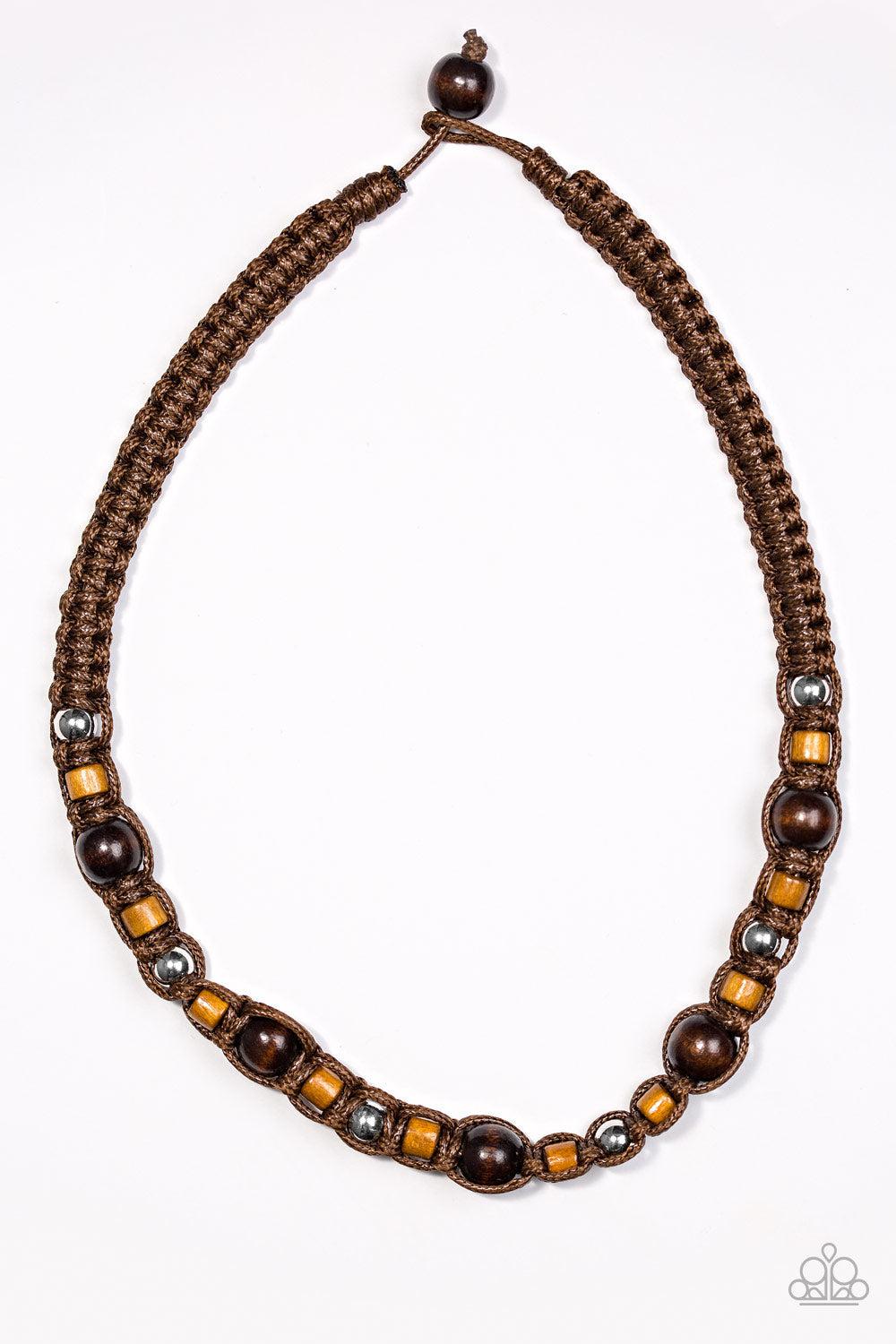 Deck Crew Brown Urban Necklace - Paparazzi Accessories- lightbox - CarasShop.com - Paparazzi Jewelry by Cara Jewels