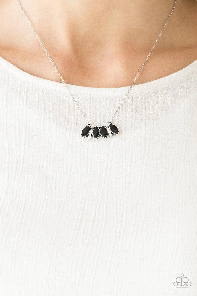 Deco Decadance Black Necklace - Paparazzi Accessories- on model - CarasShop.com - Paparazzi Jewelry by Cara Jewels
