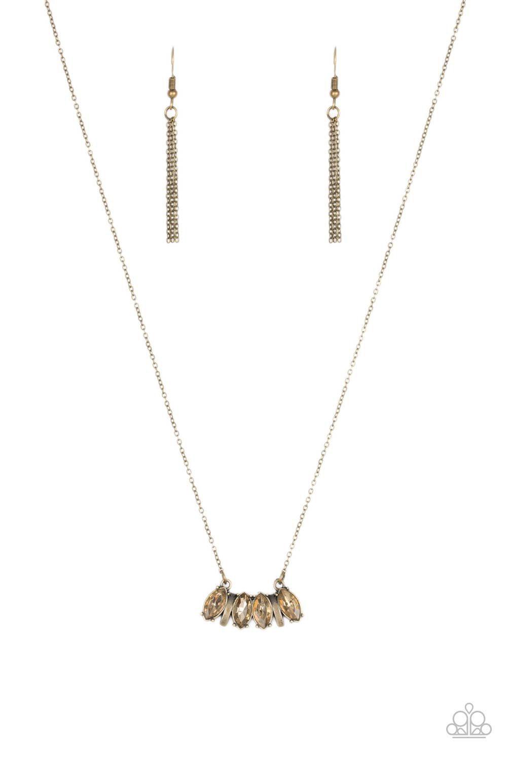 Deco Decadence Brass Necklace - Paparazzi Accessories- lightbox - CarasShop.com - Paparazzi Jewelry by Cara Jewels