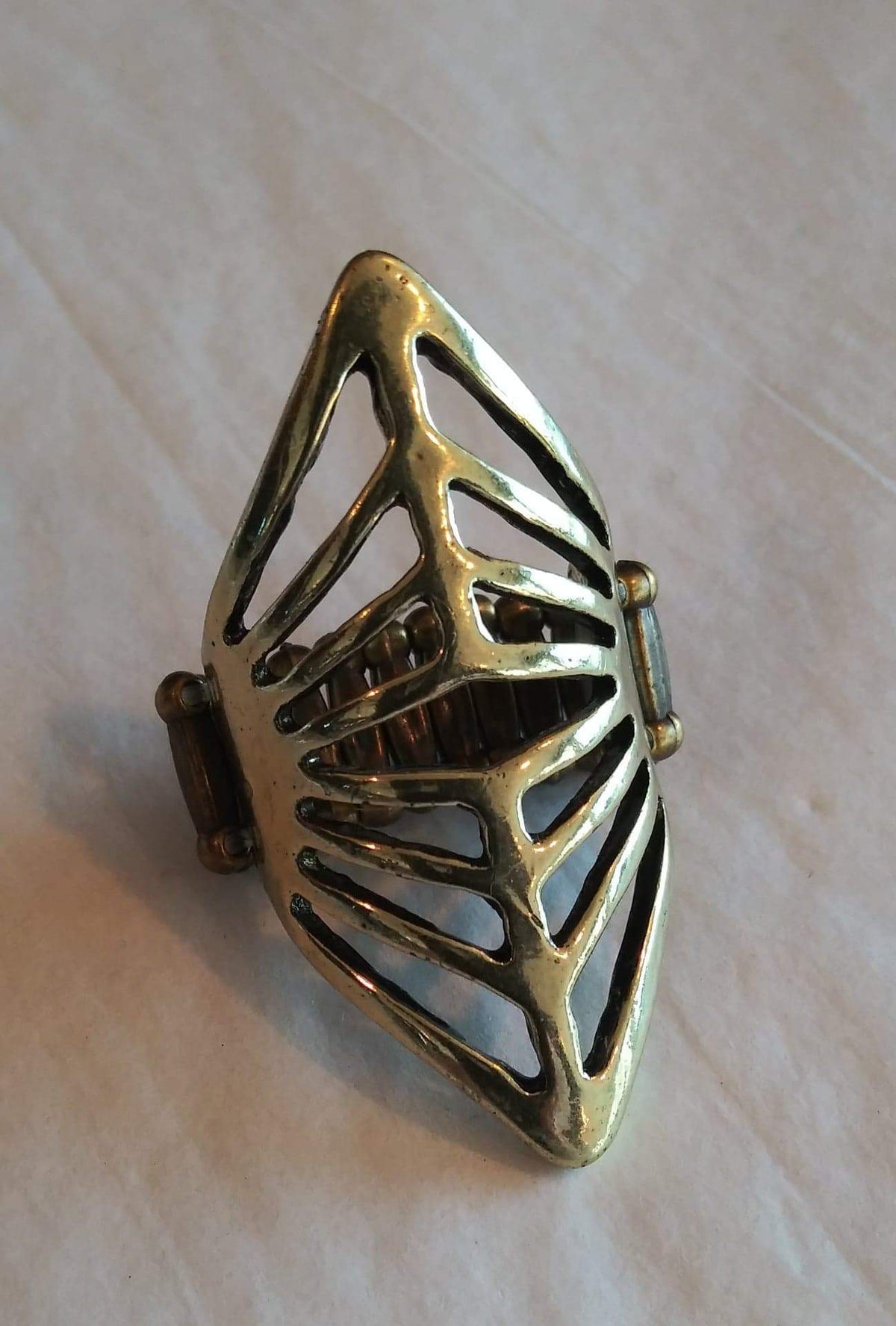 Deco Defender Brass Ring - Paparazzi Accessories- lightbox - CarasShop.com - Paparazzi Jewelry by Cara Jewels