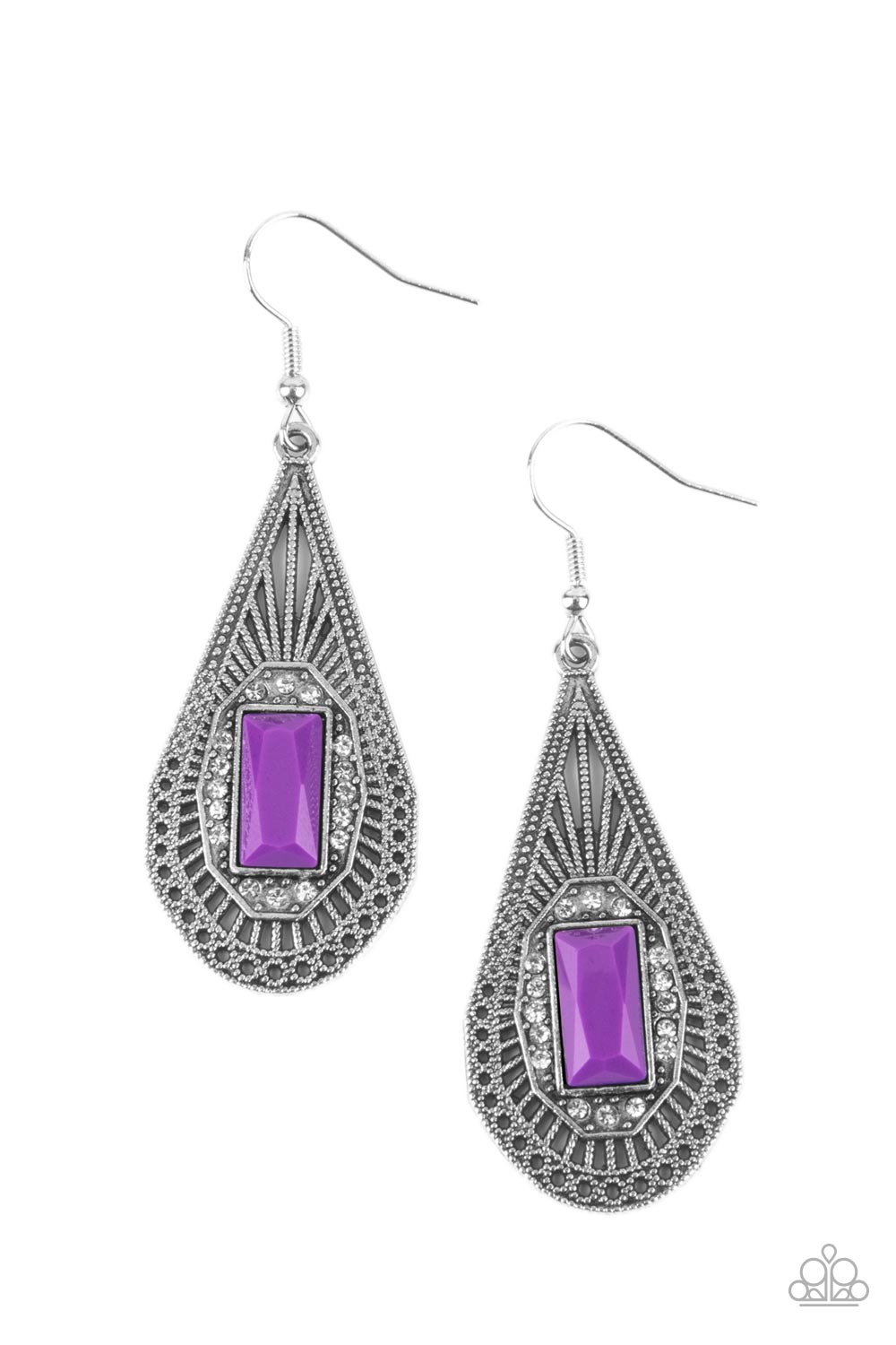 Deco Dreaming Purple Earrings - Paparazzi Accessories- lightbox - CarasShop.com - Paparazzi Jewelry by Cara Jewels