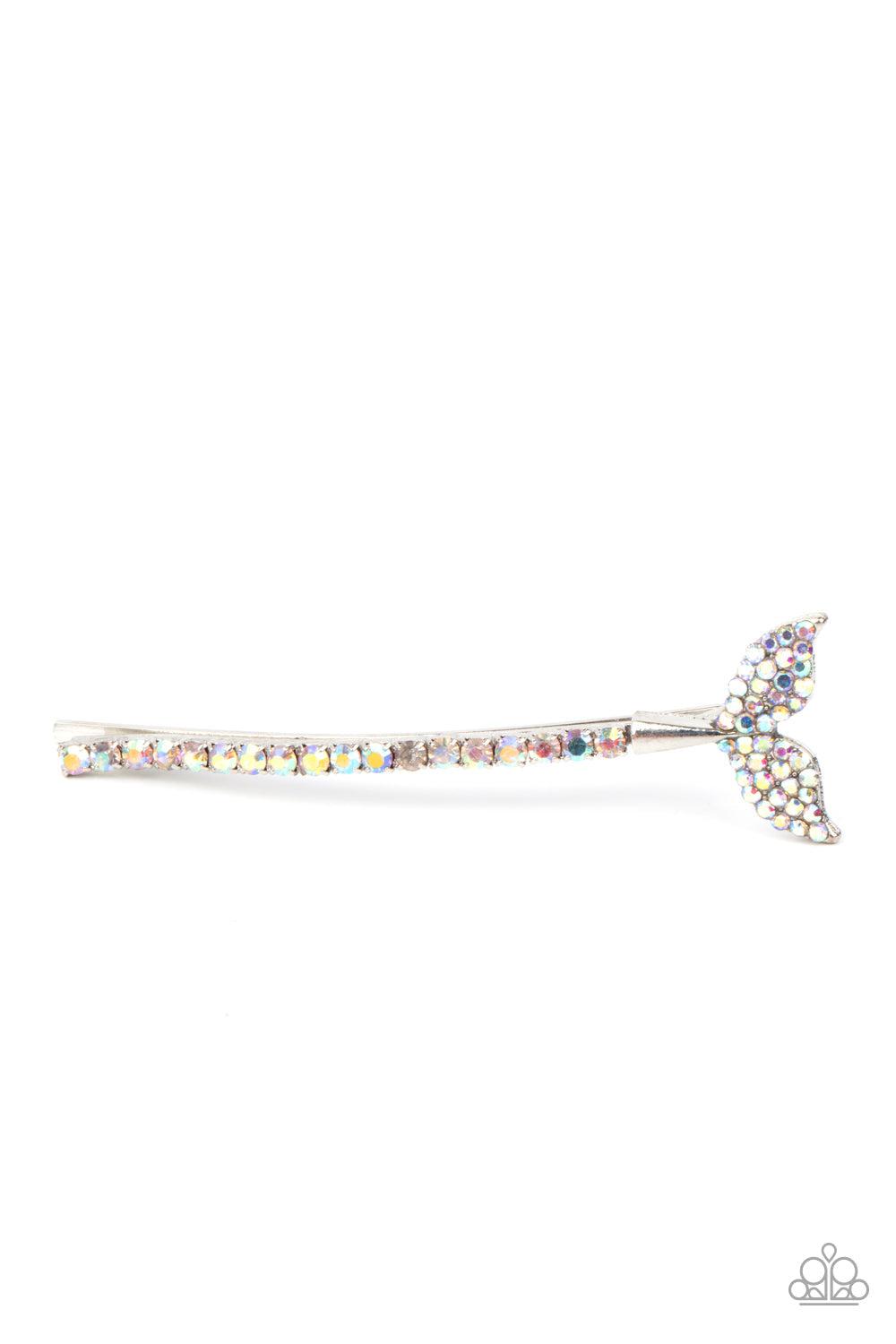 Deep Dive Multi Iridescent Mermaid Tail Hair Pin - Paparazzi Accessories- on model - CarasShop.com - Paparazzi Jewelry by Cara Jewels