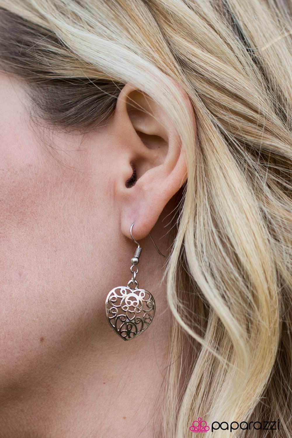 Deep In My Heart Silver Necklace - Paparazzi Accessories - free matching earrings -CarasShop.com - Paparazzi Jewelry by Cara Jewels