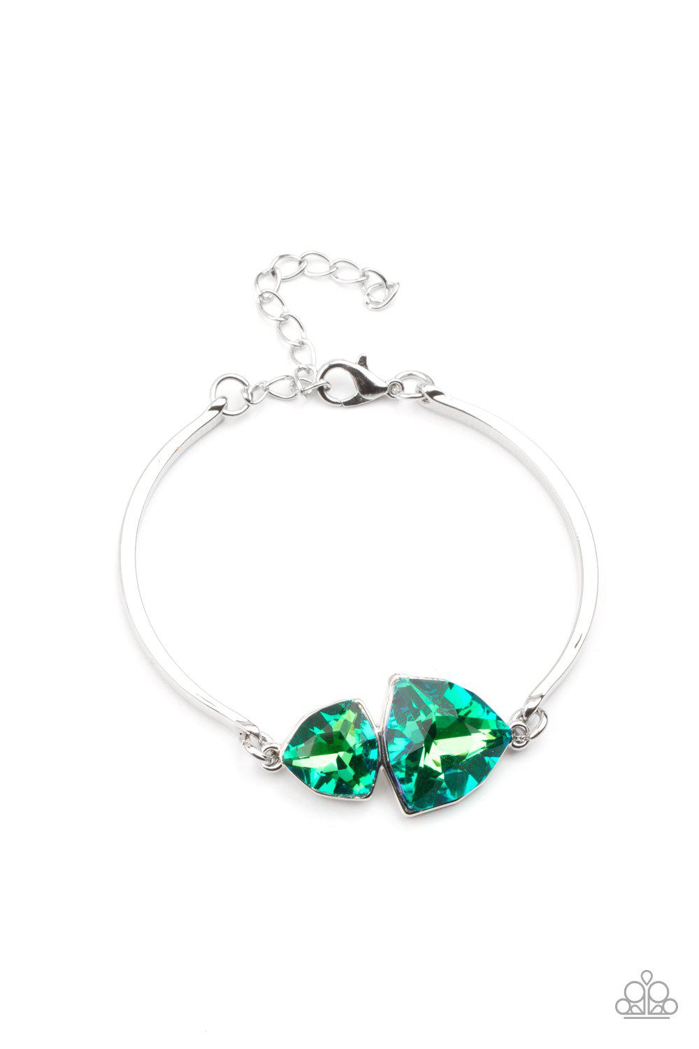 Deep Space Shimmer Iridescent Green Rhinestone Bracelet - Paparazzi Accessories- lightbox - CarasShop.com - Paparazzi Jewelry by Cara Jewels