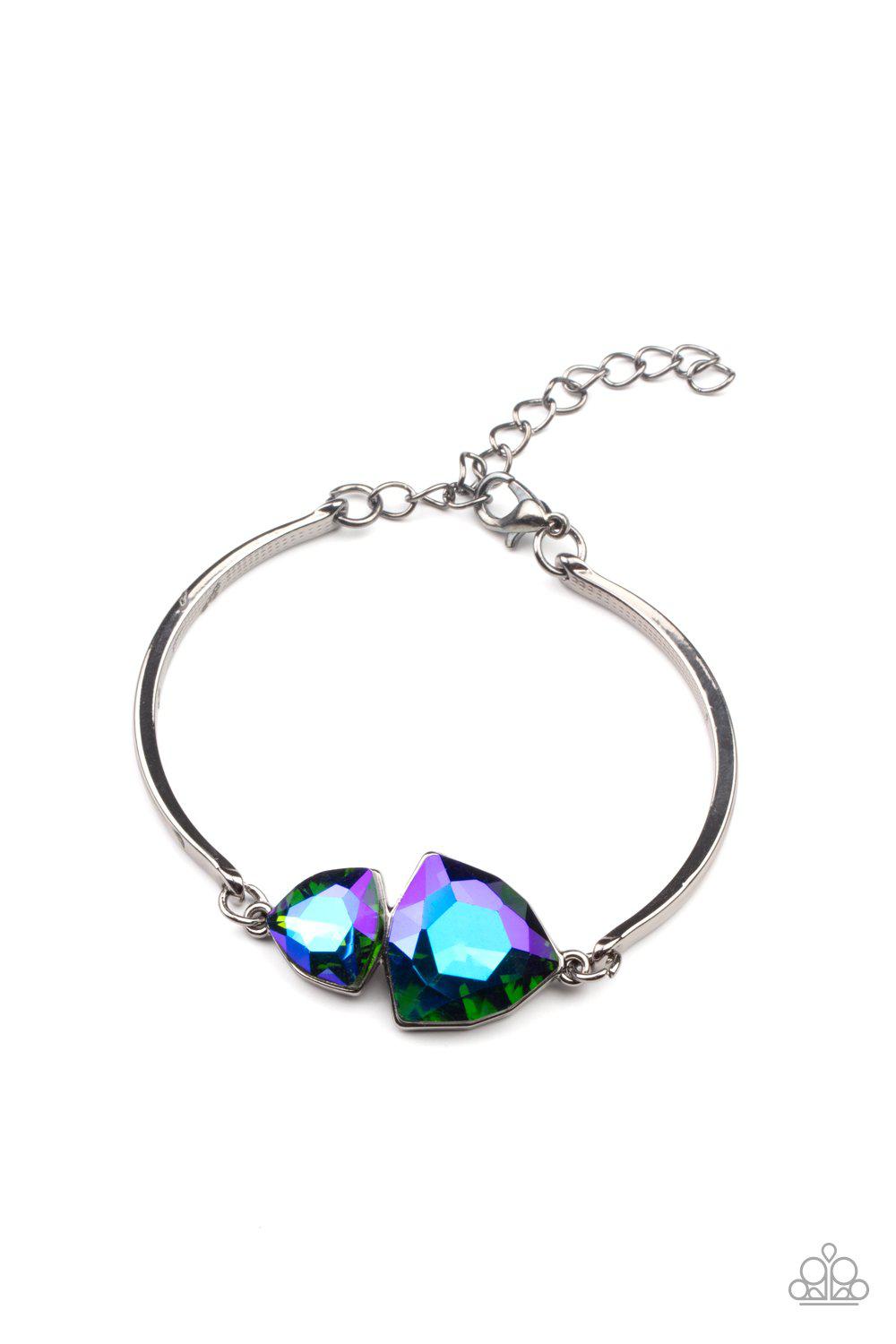 Deep Space Shimmer Multi Iridescent Rhinestone and Gunmetal Bracelet - Paparazzi Accessories- lightbox - CarasShop.com - Paparazzi Jewelry by Cara Jewels