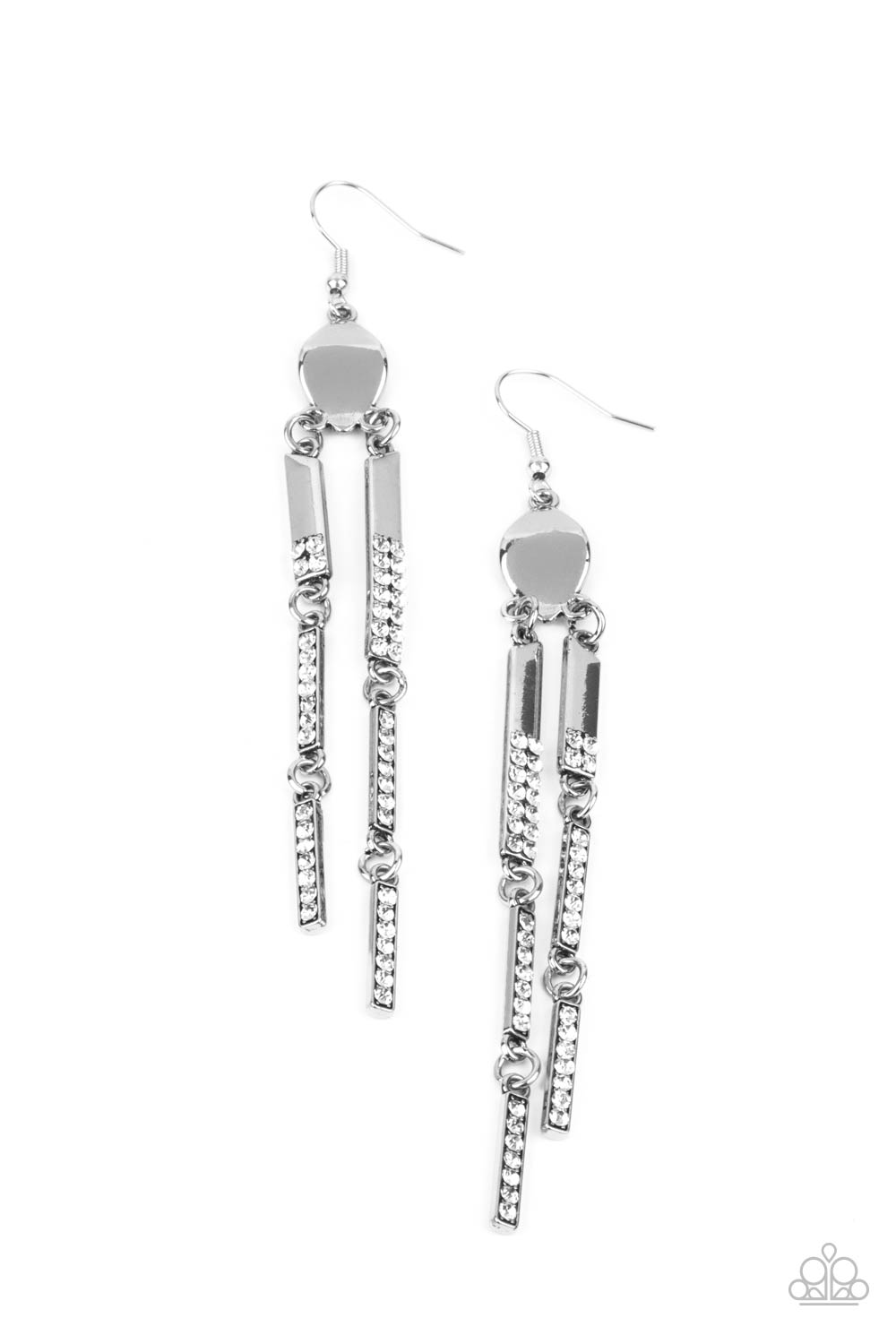 Defined Dazzle White Rhinestone Earrings - Paparazzi Accessories- lightbox - CarasShop.com - Paparazzi Jewelry by Cara Jewels