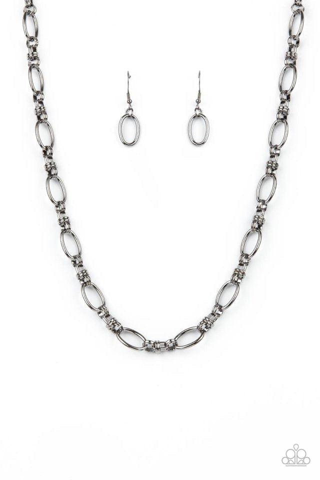 Defined Drama Gunmetal Black Chain Necklace - Paparazzi Accessories- lightbox - CarasShop.com - Paparazzi Jewelry by Cara Jewels