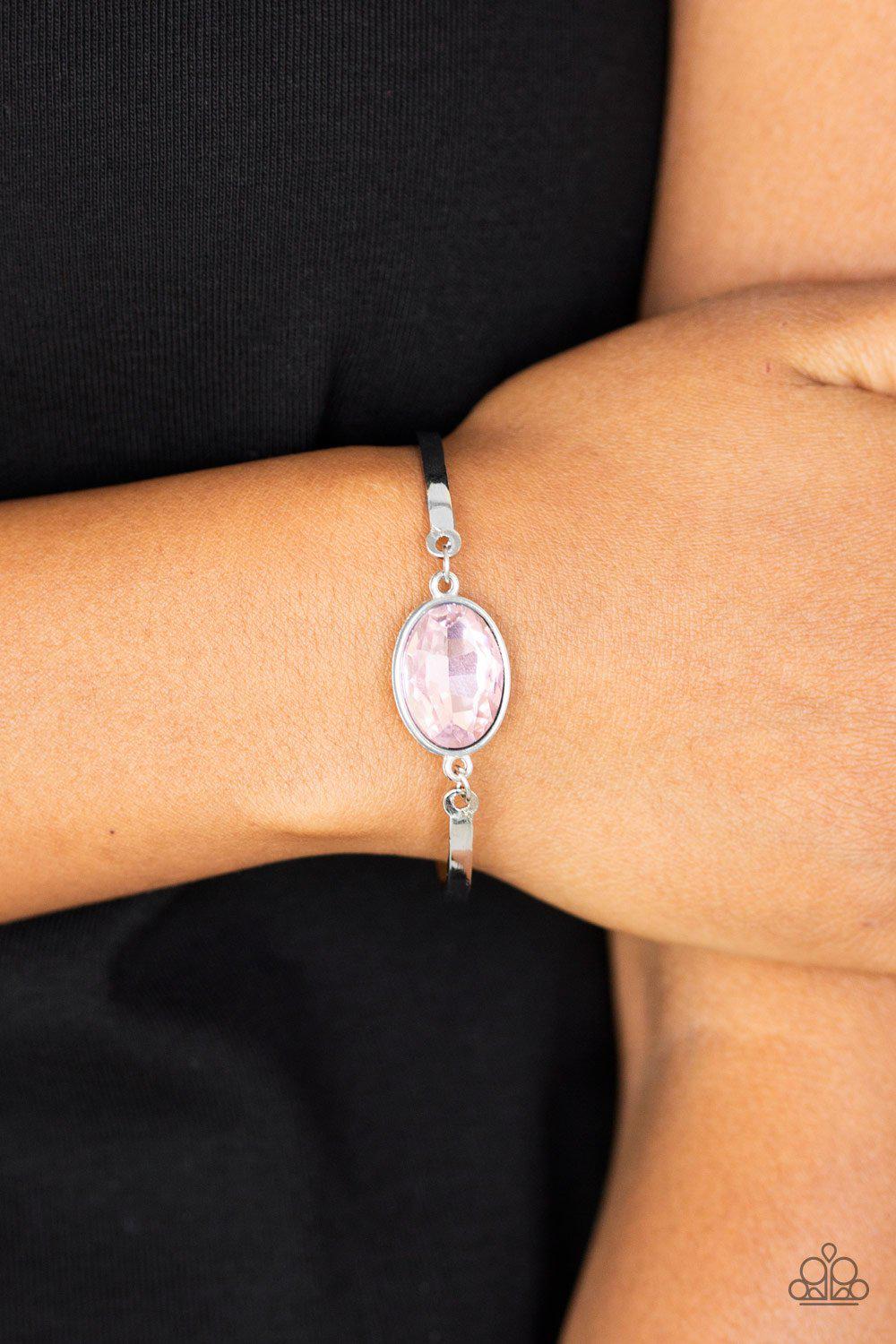Definitely Dashing Pink Gem Bracelet - Paparazzi Accessories- on model - CarasShop.com - Paparazzi Jewelry by Cara Jewels