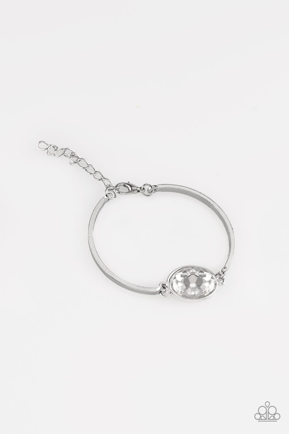 Definitely Dashing White Rhinestone Bracelet - Paparazzi Accessories- lightbox - CarasShop.com - Paparazzi Jewelry by Cara Jewels