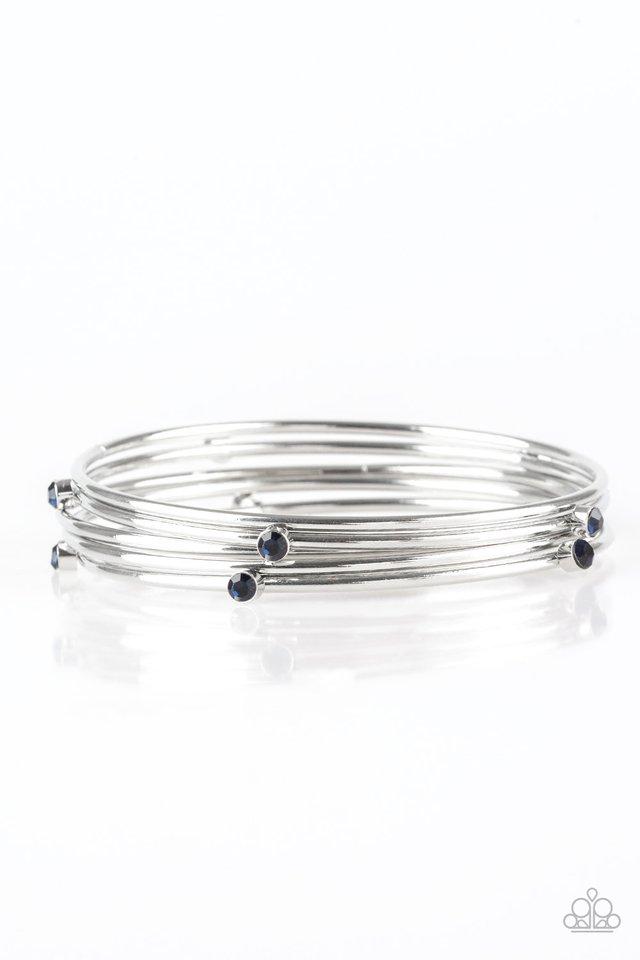 Delicate Decadence Blue and Silver Bangle Bracelet Set - Paparazzi Accessories- lightbox - CarasShop.com - Paparazzi Jewelry by Cara Jewels