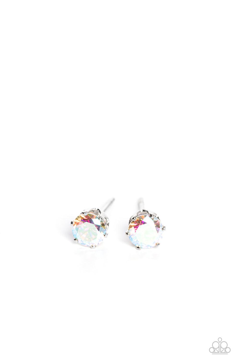 Delicately Dainty Multi Iridescent Gem Post Earrings - Paparazzi Accessories- lightbox - CarasShop.com - Paparazzi Jewelry by Cara Jewels