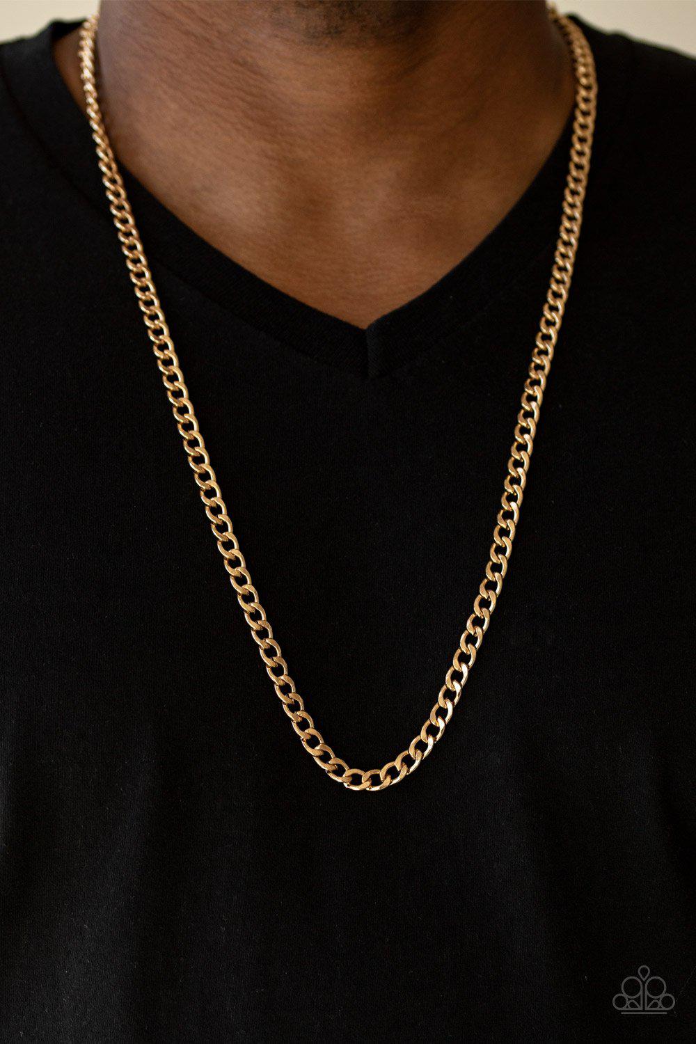 Delta Men's Gold Chain Necklace - Paparazzi Accessories- lightbox - CarasShop.com - Paparazzi Jewelry by Cara Jewels