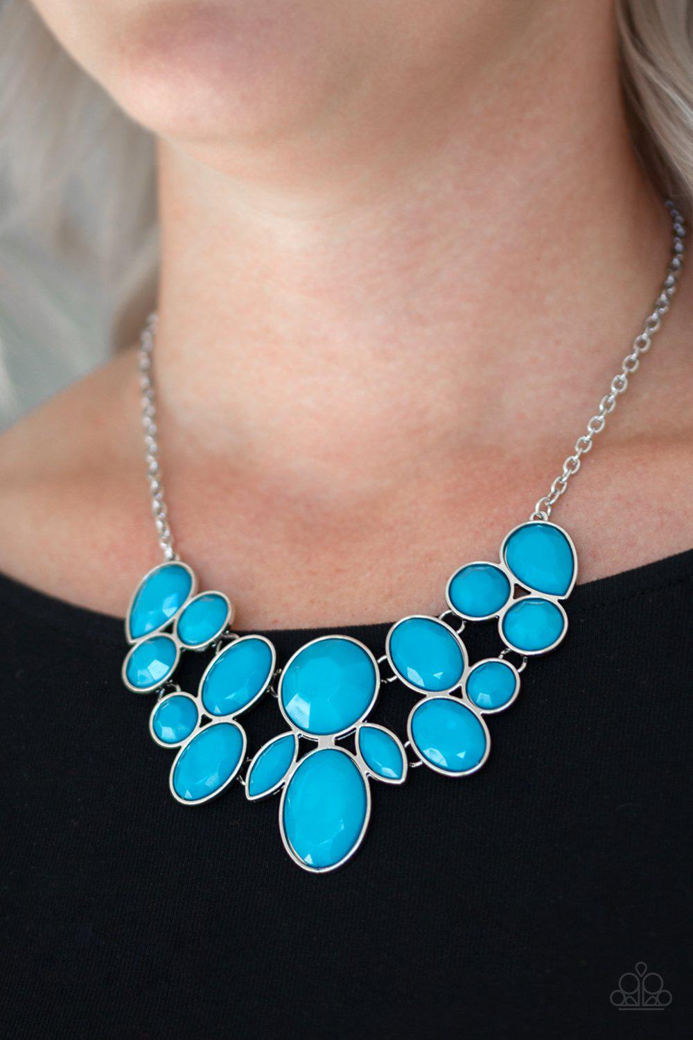 Demi Diva Blue Necklace - Paparazzi Accessories- on model - CarasShop.com - Paparazzi Jewelry by Cara Jewels