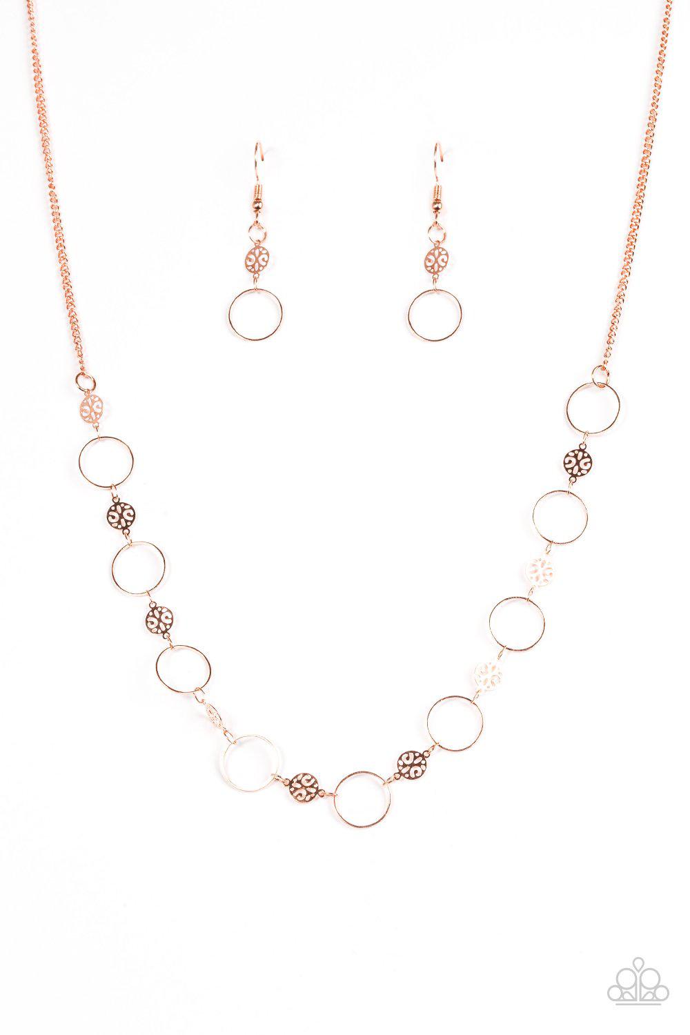 Demurely Dainty Shiny Copper Necklace - Paparazzi Accessories- lightbox - CarasShop.com - Paparazzi Jewelry by Cara Jewels