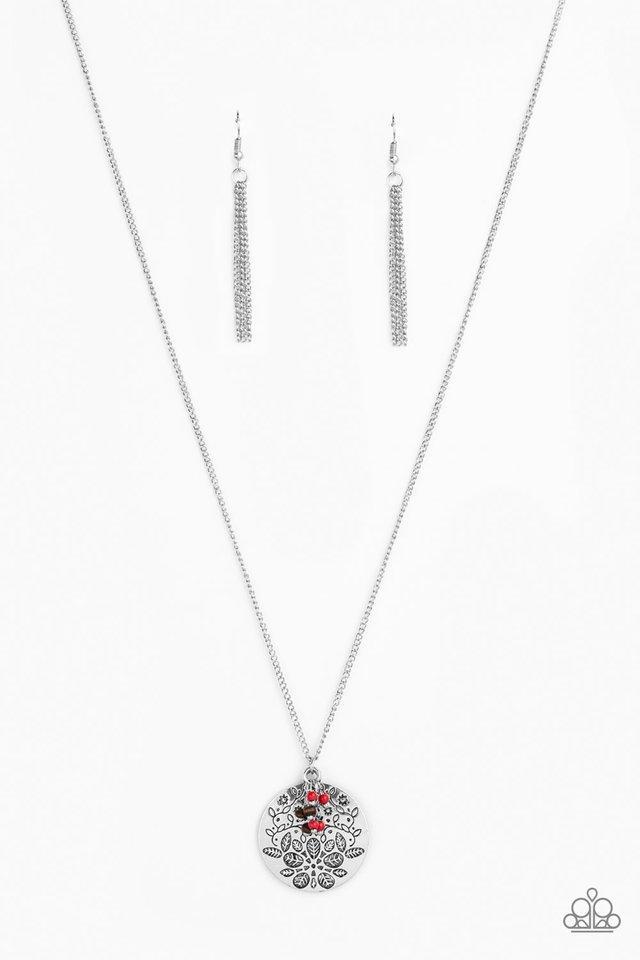 Desert Abundance Red and Silver Necklace - Paparazzi Accessories- lightbox - CarasShop.com - Paparazzi Jewelry by Cara Jewels