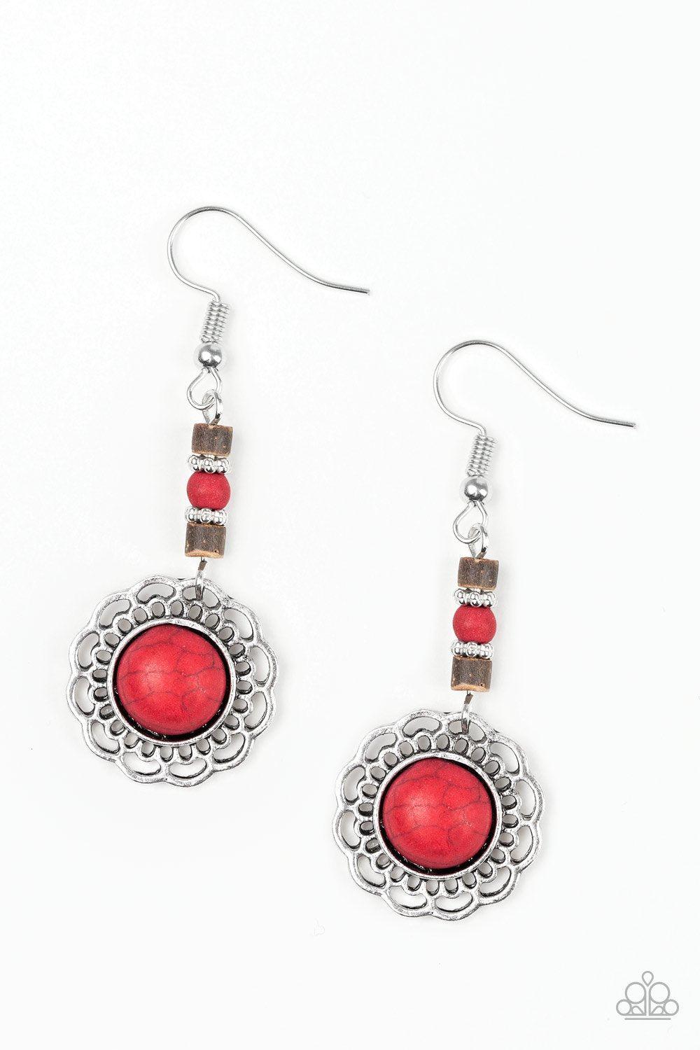 Desert Bliss Red Stone Earrings - Paparazzi Accessories- lightbox - CarasShop.com - Paparazzi Jewelry by Cara Jewels