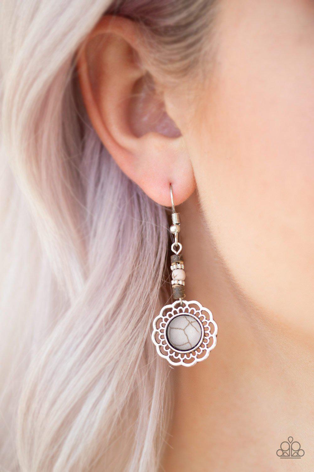 Desert Bliss Silver Stone Earrings - Paparazzi Accessories- lightbox - CarasShop.com - Paparazzi Jewelry by Cara Jewels