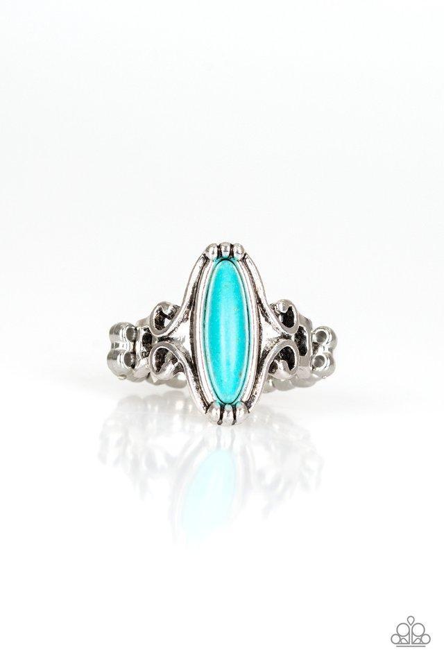 Desert Canyons Turquoise Blue Stone Ring - Paparazzi Accessories- lightbox - CarasShop.com - Paparazzi Jewelry by Cara Jewels
