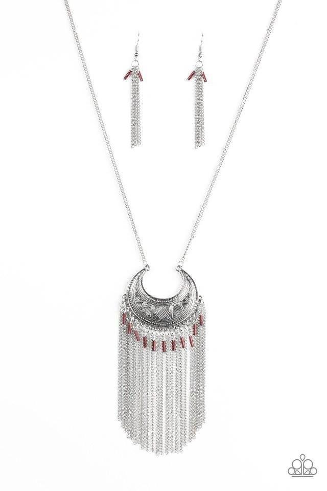 Desert Coyote Brown and Silver Fringe Necklace - Paparazzi Accessories- lightbox - CarasShop.com - Paparazzi Jewelry by Cara Jewels