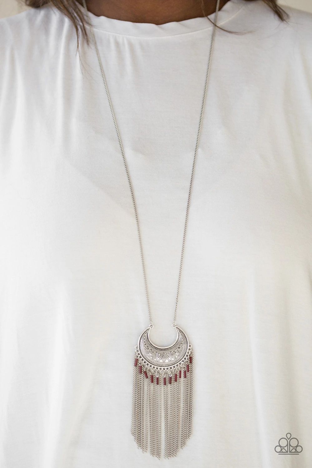 Desert Coyote Brown and Silver Fringe Necklace - Paparazzi Accessories- lightbox - CarasShop.com - Paparazzi Jewelry by Cara Jewels