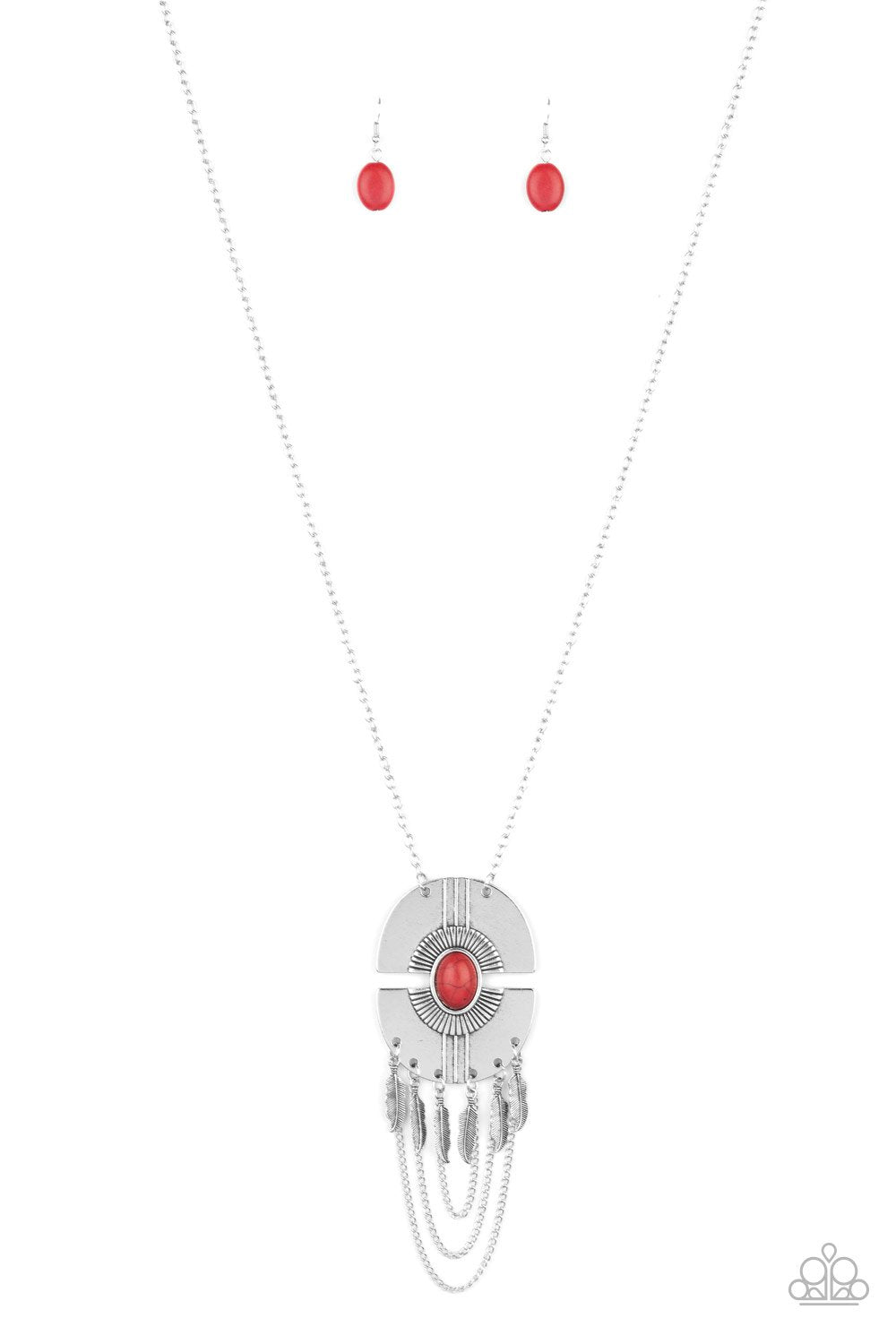 Desert Culture Red Necklace - Paparazzi Accessories- lightbox - CarasShop.com - Paparazzi Jewelry by Cara Jewels