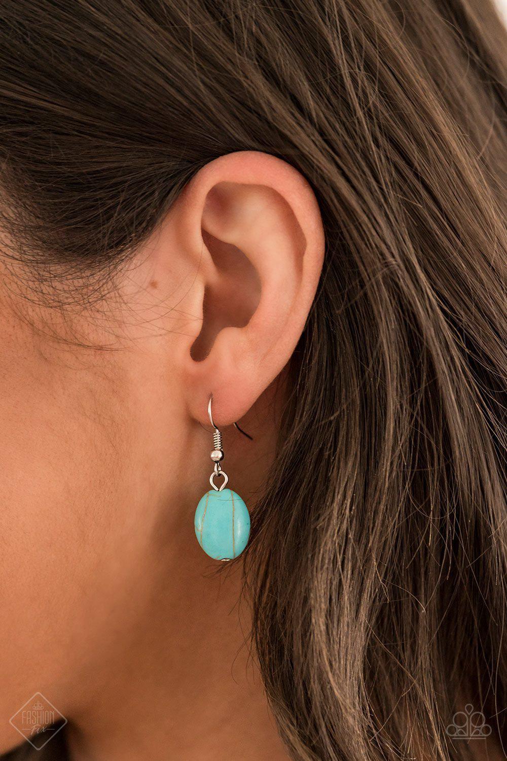 Desert Culture Turquoise Blue and Silver Necklace - Paparazzi Accessories - free matching earrings -CarasShop.com - Paparazzi Jewelry by Cara Jewels