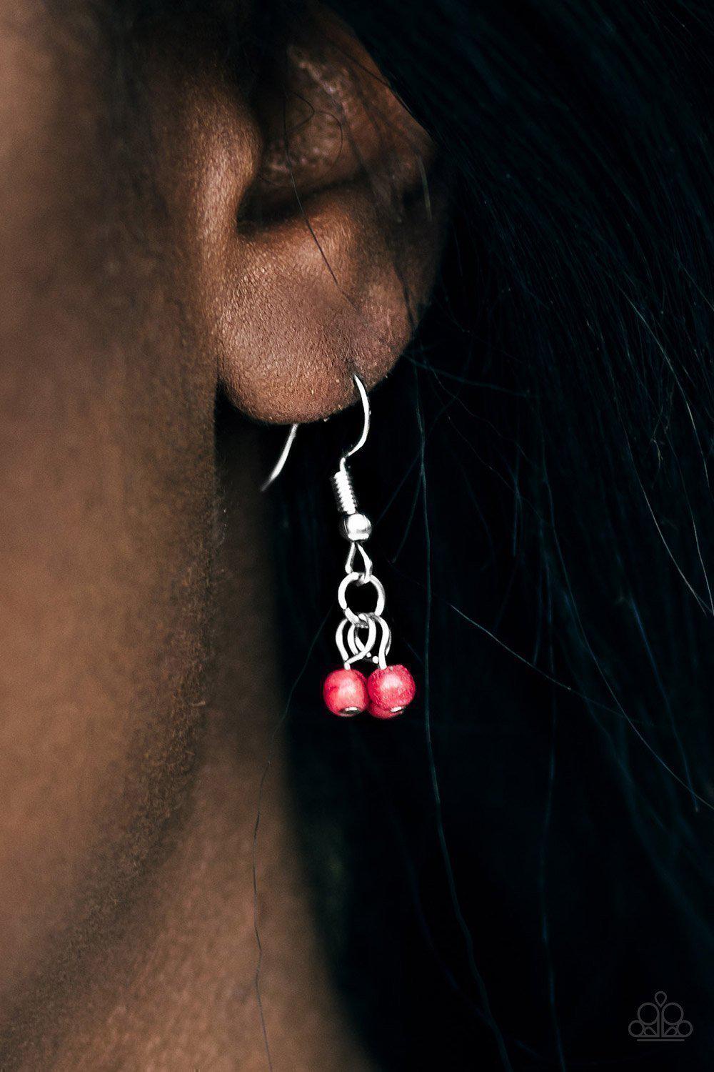 Desert Dancer Long Red and Silver Fringe Necklace - Paparazzi Accessories - free matching earrings -CarasShop.com - Paparazzi Jewelry by Cara Jewels