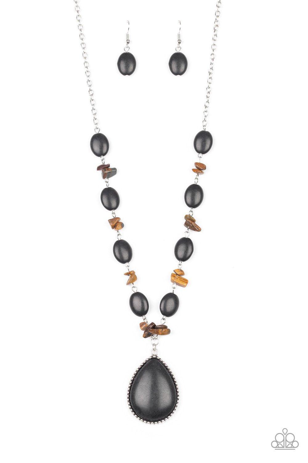 Desert Diva Black and Tiger Eye Stone Necklace - Paparazzi Accessories- lightbox - CarasShop.com - Paparazzi Jewelry by Cara Jewels