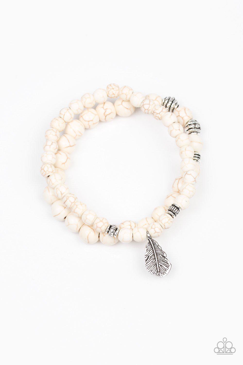Desert Dove White Stone Bracelet Set - Paparazzi Accessories- lightbox - CarasShop.com - Paparazzi Jewelry by Cara Jewels