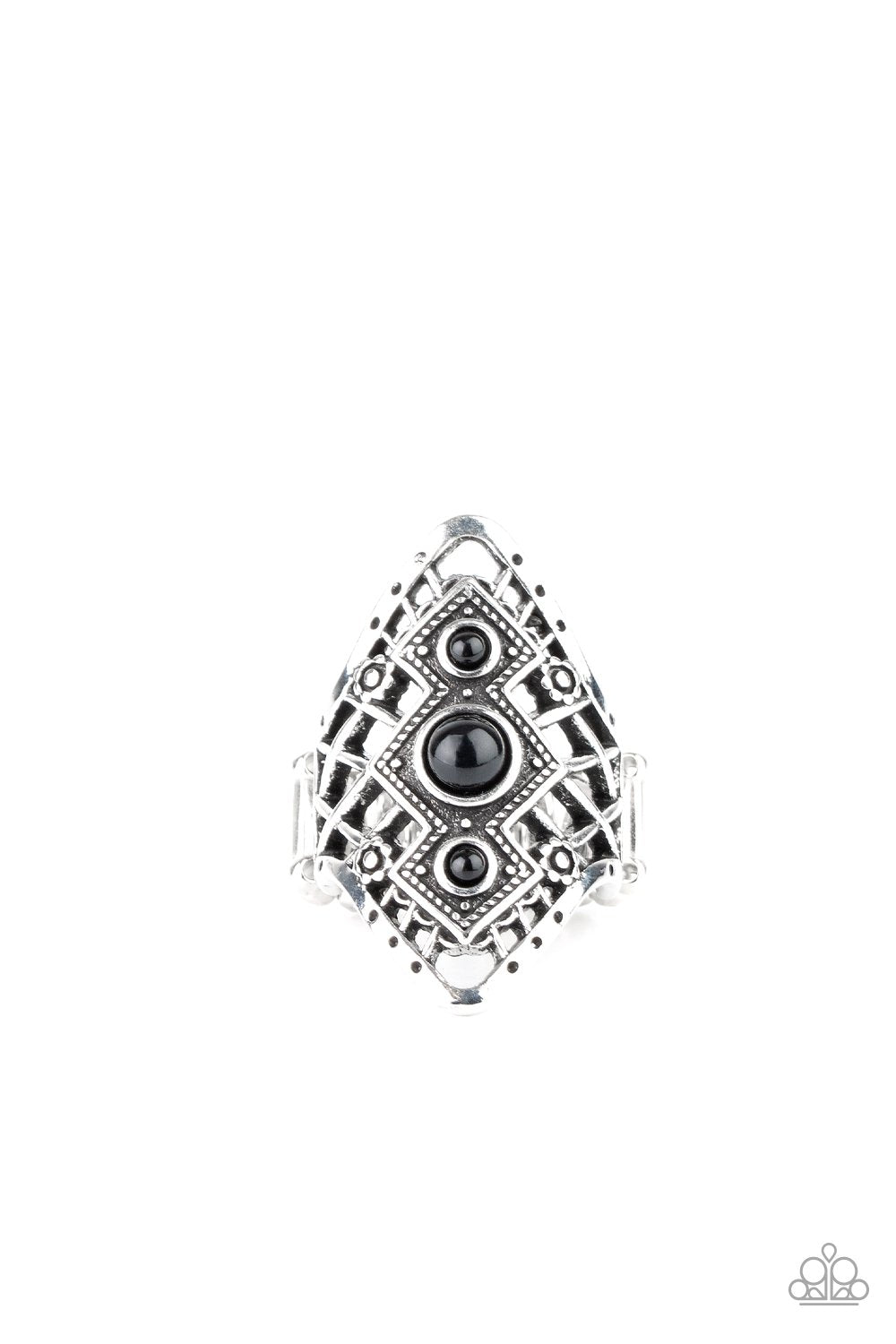 Desert Dreamland Black and Silver Ring - Paparazzi Accessories- lightbox - CarasShop.com - Paparazzi Jewelry by Cara Jewels