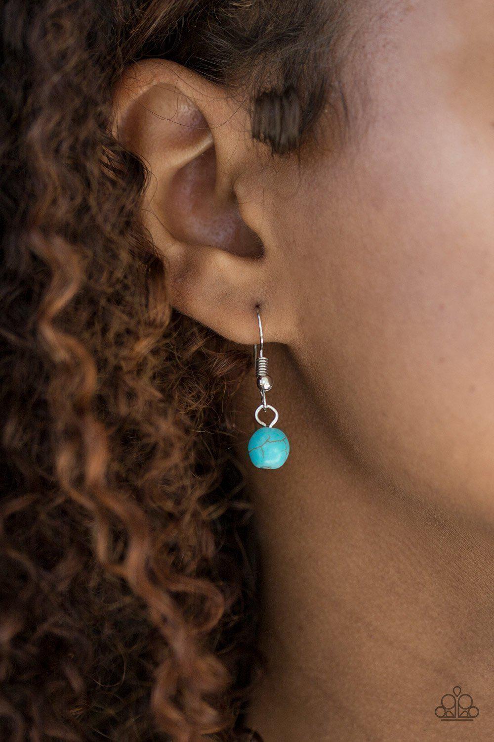 Desert Eagle Silver and Turquoise Blue Stone Necklace - Paparazzi Accessories - free matching earrings -CarasShop.com - Paparazzi Jewelry by Cara Jewels