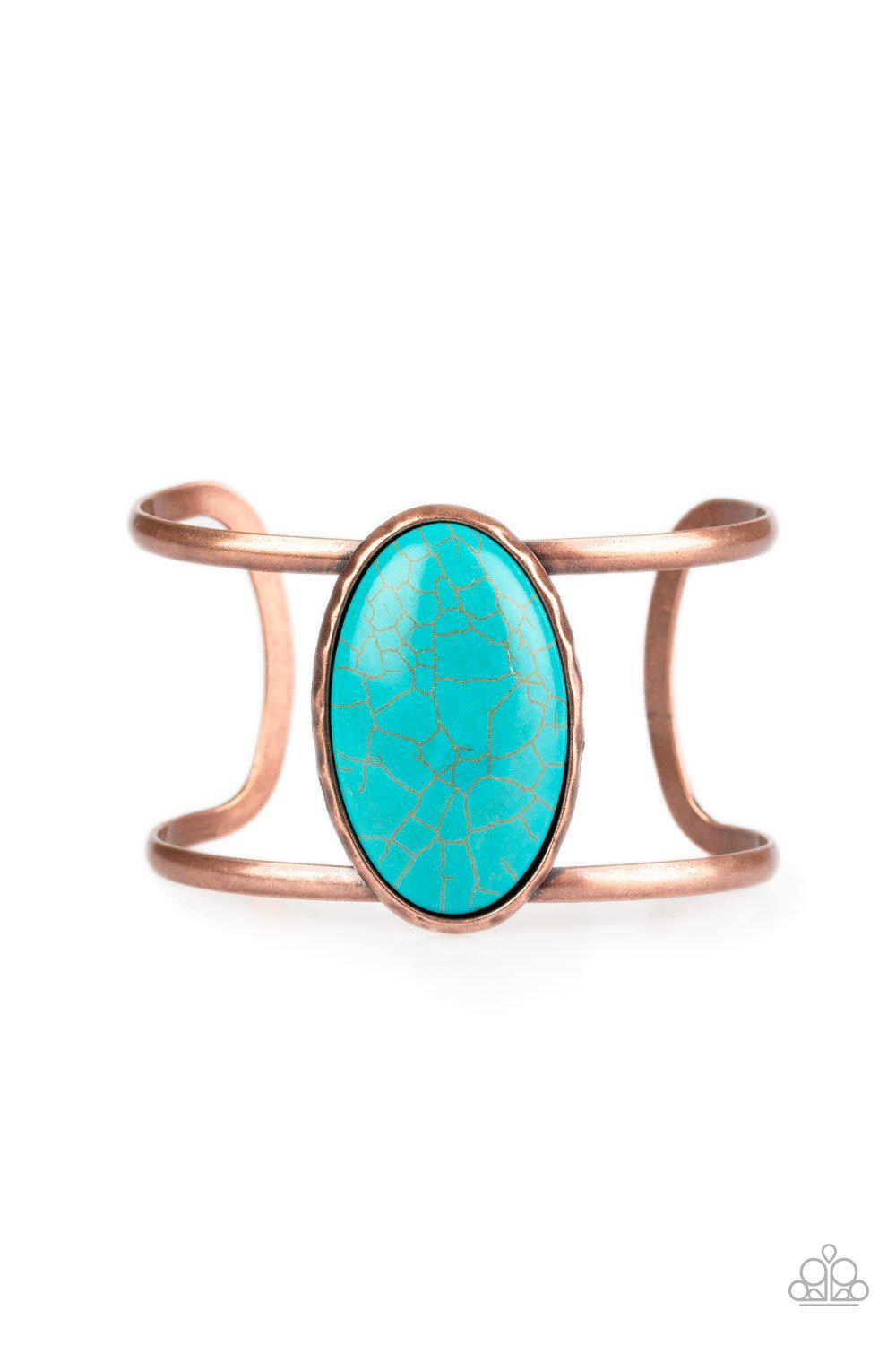 Desert Empress Copper and Turquoise Stone Cuff Bracelet - Paparazzi Accessories- lightbox - CarasShop.com - Paparazzi Jewelry by Cara Jewels