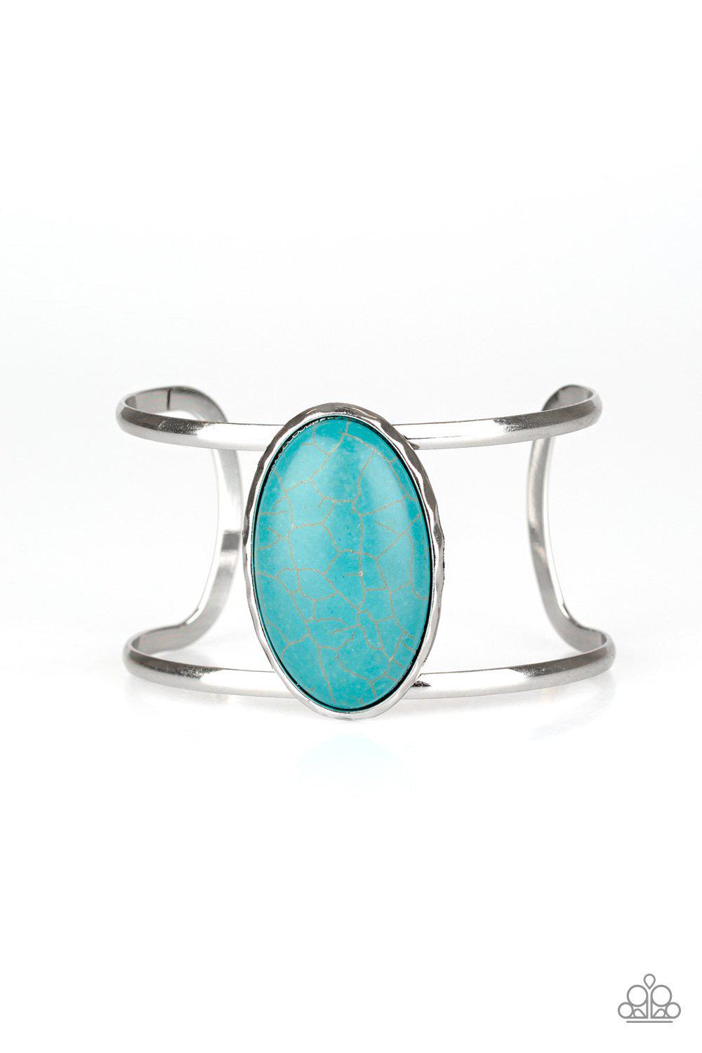Desert Empress Turquoise Blue Stone Cuff Bracelet - Paparazzi Accessories- lightbox - CarasShop.com - Paparazzi Jewelry by Cara Jewels
