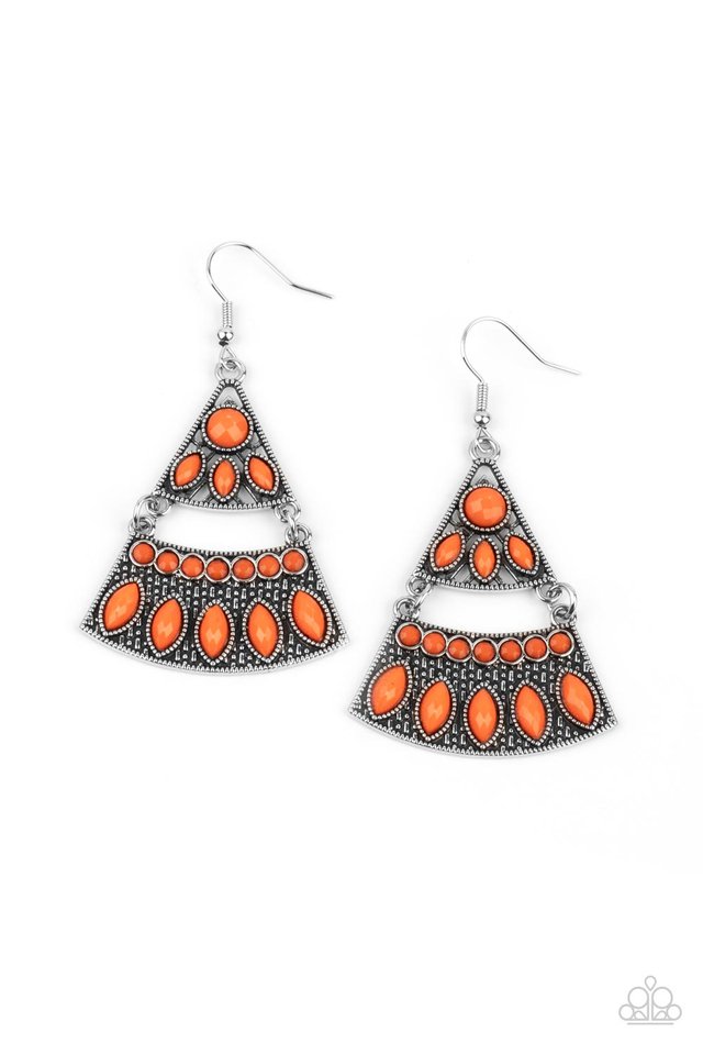 Desert Fiesta Orange Earrings - Paparazzi Accessories- lightbox - CarasShop.com - Paparazzi Jewelry by Cara Jewels