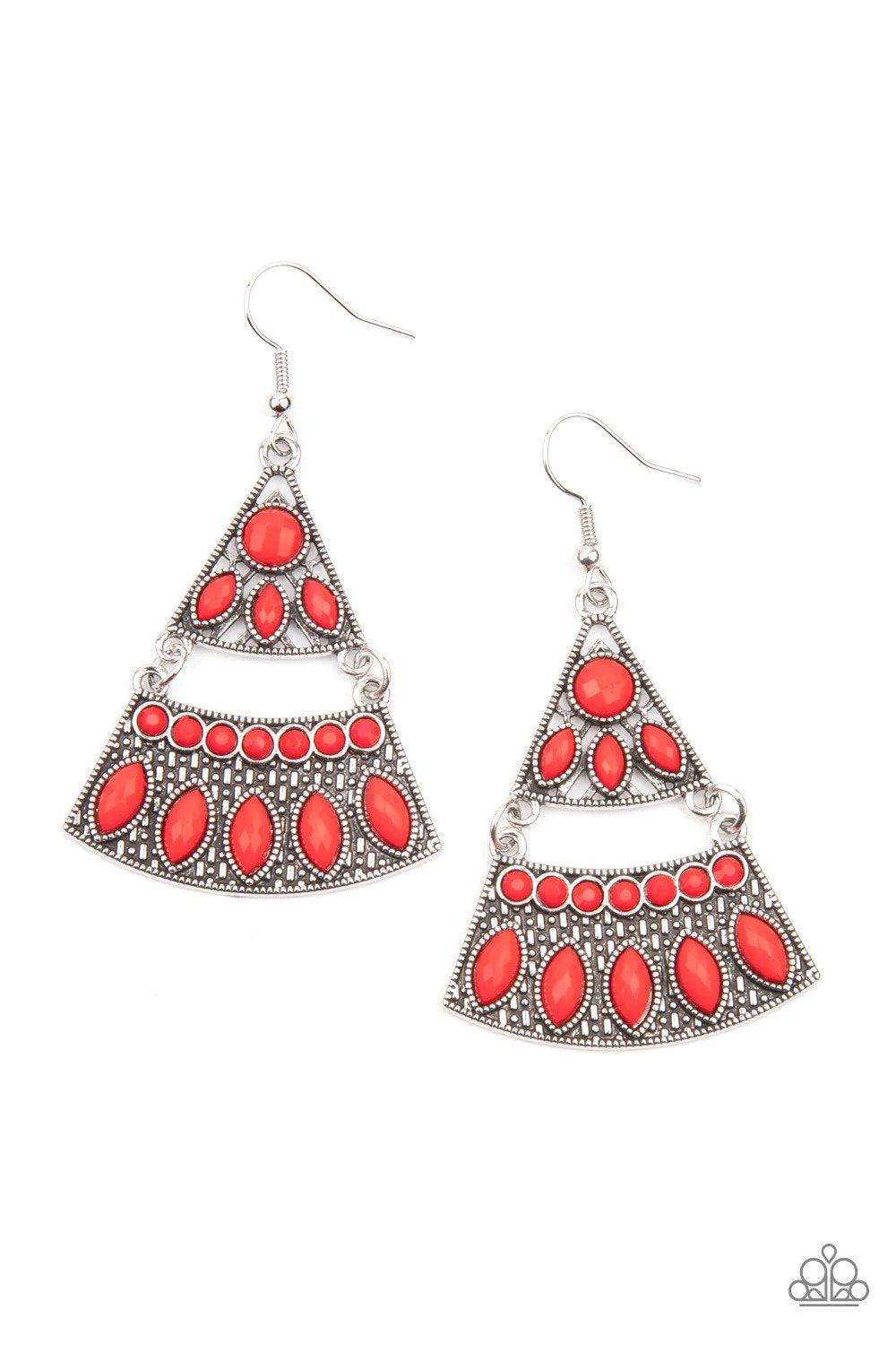 Desert Fiesta Red Earrings - Paparazzi Accessories- lightbox - CarasShop.com - Paparazzi Jewelry by Cara Jewels
