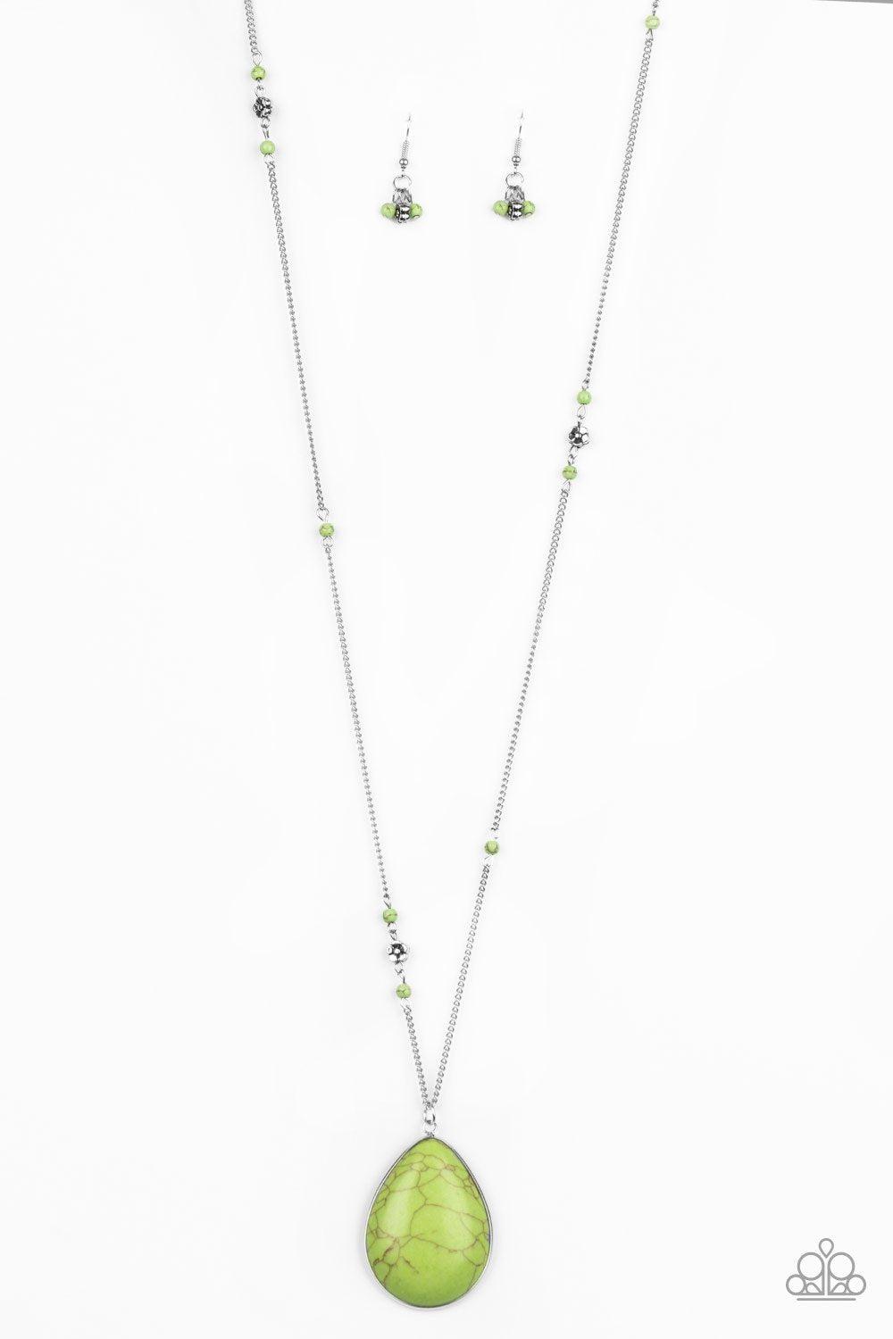Desert Meadow Green Stone Necklace - Paparazzi Accessories- lightbox - CarasShop.com - Paparazzi Jewelry by Cara Jewels