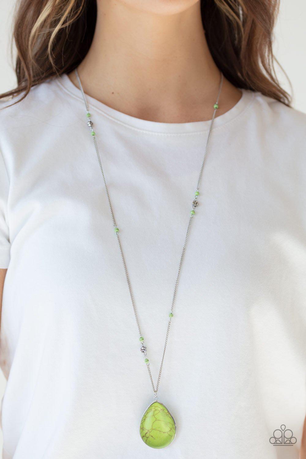 Desert Meadow Green Stone Necklace - Paparazzi Accessories- lightbox - CarasShop.com - Paparazzi Jewelry by Cara Jewels