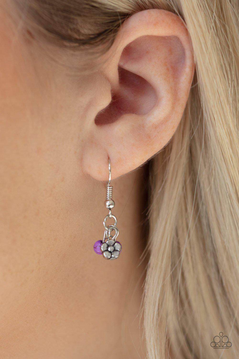 Desert Meadow Purple Stone Necklace - Paparazzi Accessories - free matching earrings -CarasShop.com - Paparazzi Jewelry by Cara Jewels