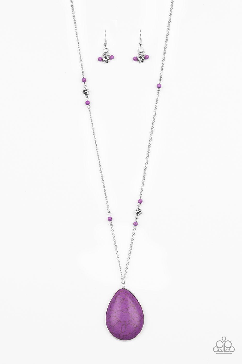 Desert Meadow Purple Stone Necklace - Paparazzi Accessories- lightbox - CarasShop.com - Paparazzi Jewelry by Cara Jewels