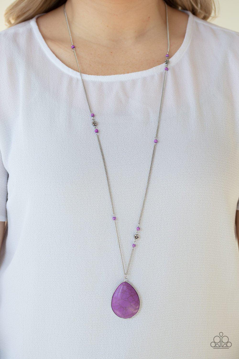 Desert Meadow Purple Stone Necklace - Paparazzi Accessories- lightbox - CarasShop.com - Paparazzi Jewelry by Cara Jewels