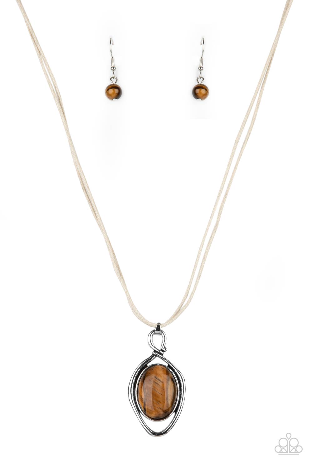 Desert Mystery Brown Tiger's Eye Stone Necklace - Paparazzi Accessories- lightbox - CarasShop.com - Paparazzi Jewelry by Cara Jewels