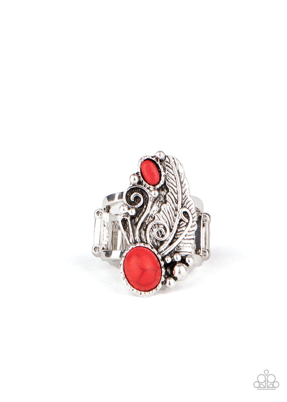 Desert Nest Red Stone Ring - Paparazzi Accessories- lightbox - CarasShop.com - Paparazzi Jewelry by Cara Jewels