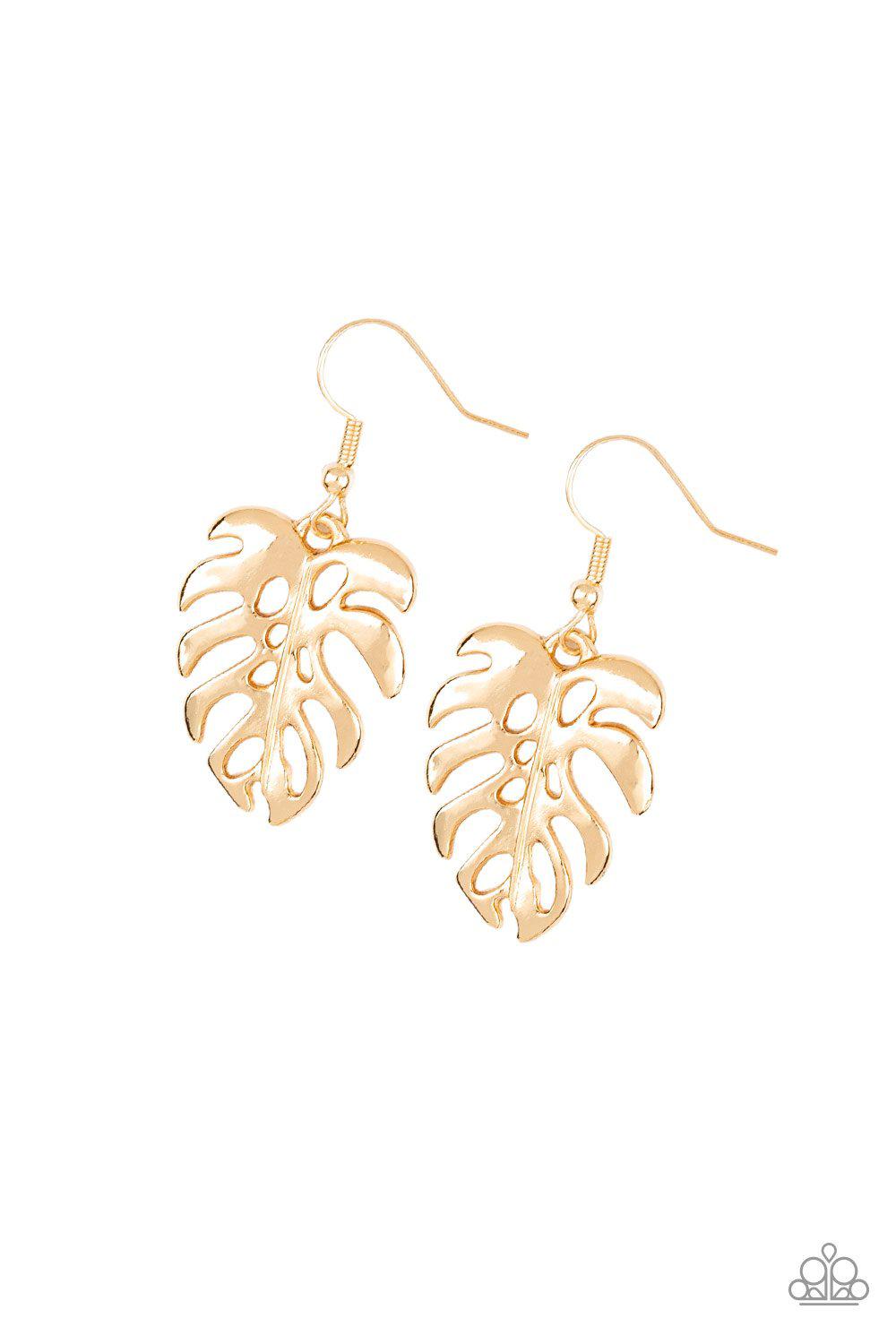 Desert Palms Gold Earrings - Paparazzi Accessories- lightbox - CarasShop.com - Paparazzi Jewelry by Cara Jewels