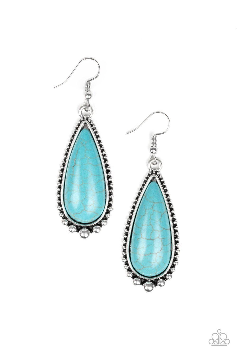 Desert Quench Turquoise Blue Stone Teardrop Earrings - Paparazzi Accessories- lightbox - CarasShop.com - Paparazzi Jewelry by Cara Jewels