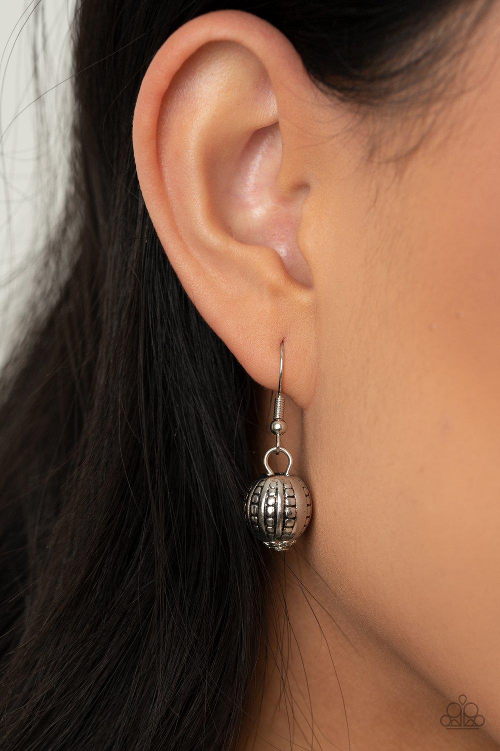 Desert Revival Turquoise Blue Stone and Silver Necklace - Paparazzi Accessories - free matching earrings -CarasShop.com - Paparazzi Jewelry by Cara Jewels