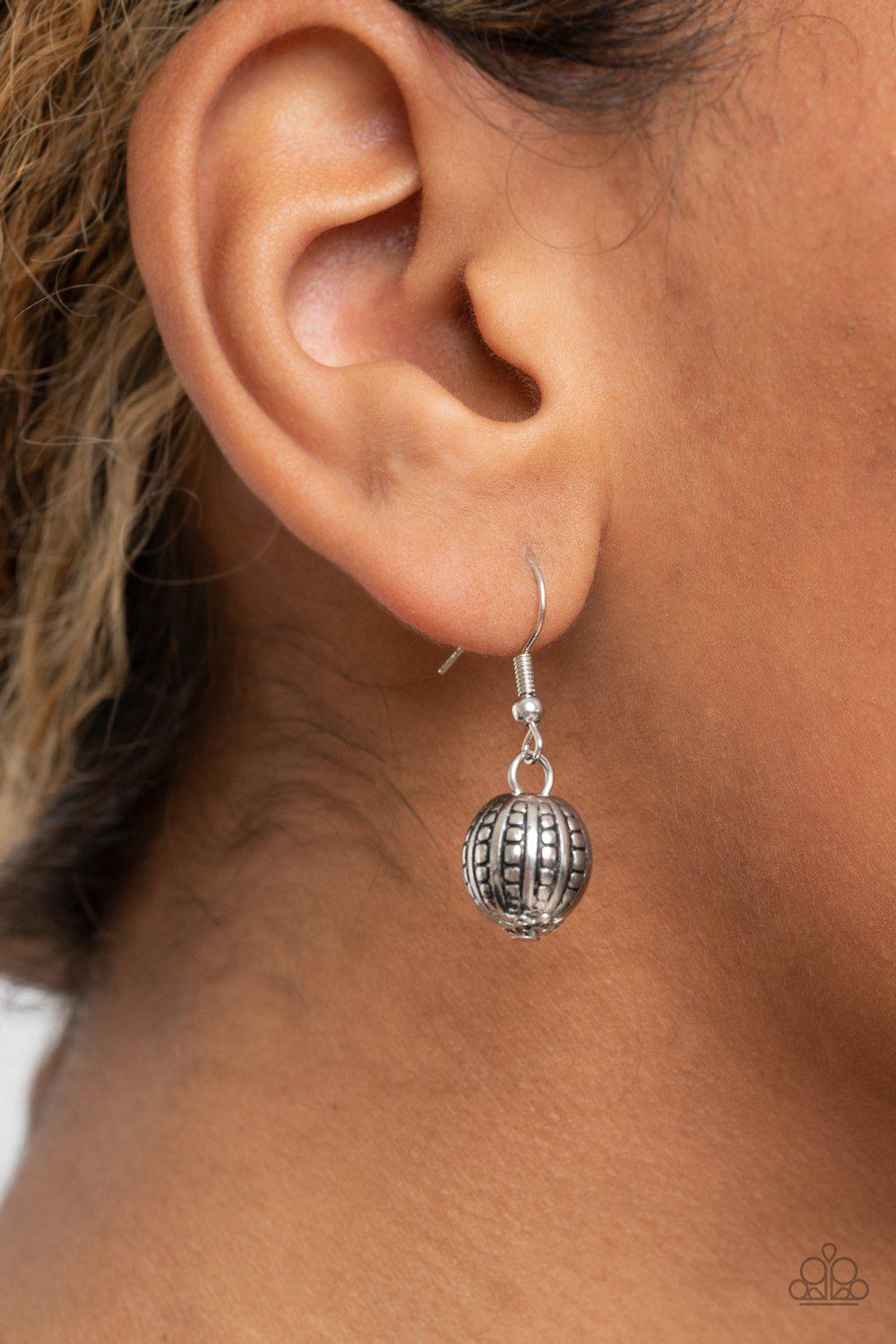 Desert Revival White Stone and Silver Necklace - Paparazzi Accessories - free matching earrings -CarasShop.com - Paparazzi Jewelry by Cara Jewels