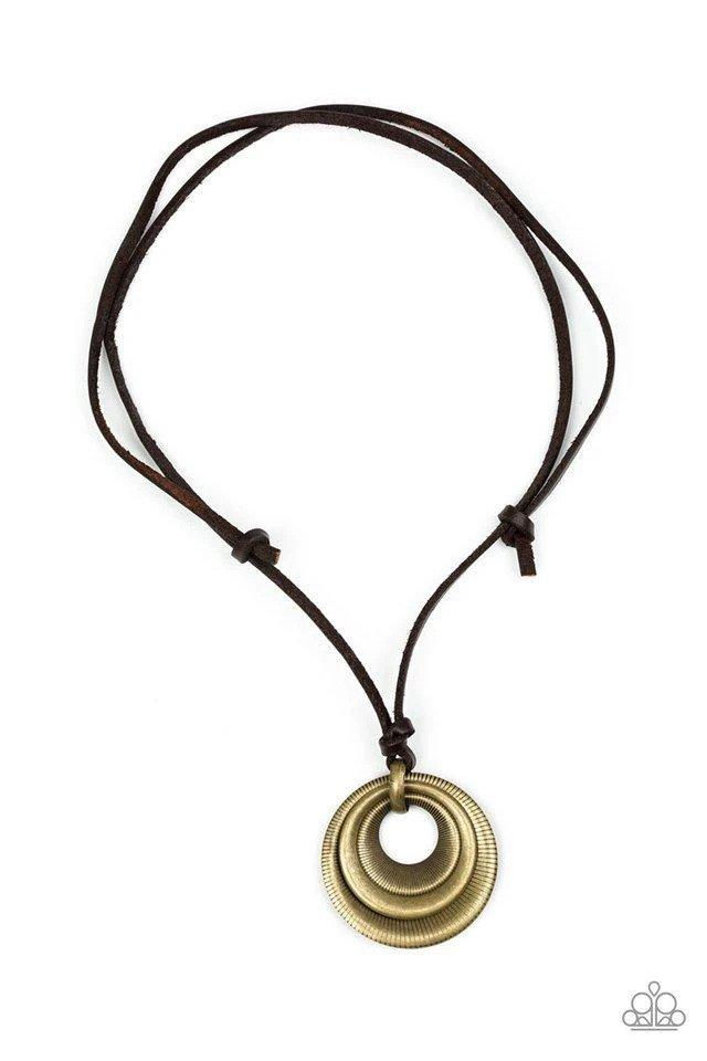 Desert Spiral Brass Urban Necklace - Paparazzi Accessories- lightbox - CarasShop.com - Paparazzi Jewelry by Cara Jewels