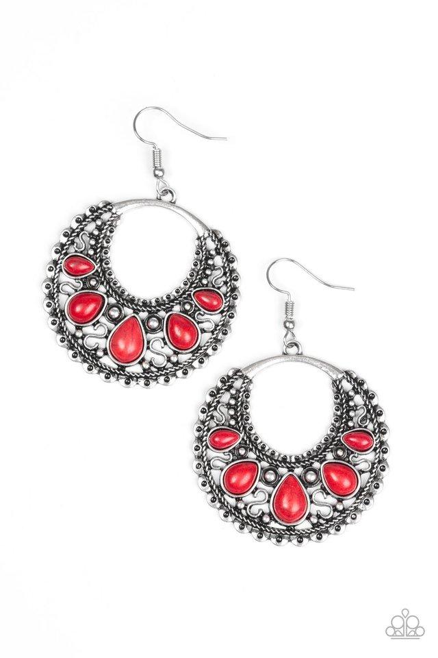 Desert Springs Red Stone Earrings - Paparazzi Accessories- lightbox - CarasShop.com - Paparazzi Jewelry by Cara Jewels