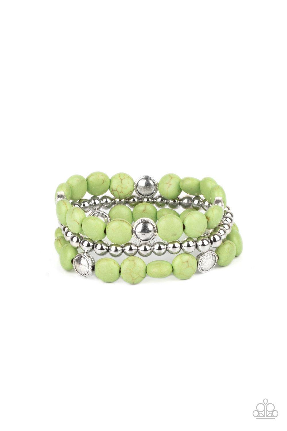 Desert Verbena Green Stone Bracelet Set - Paparazzi Accessories- lightbox - CarasShop.com - Paparazzi Jewelry by Cara Jewels