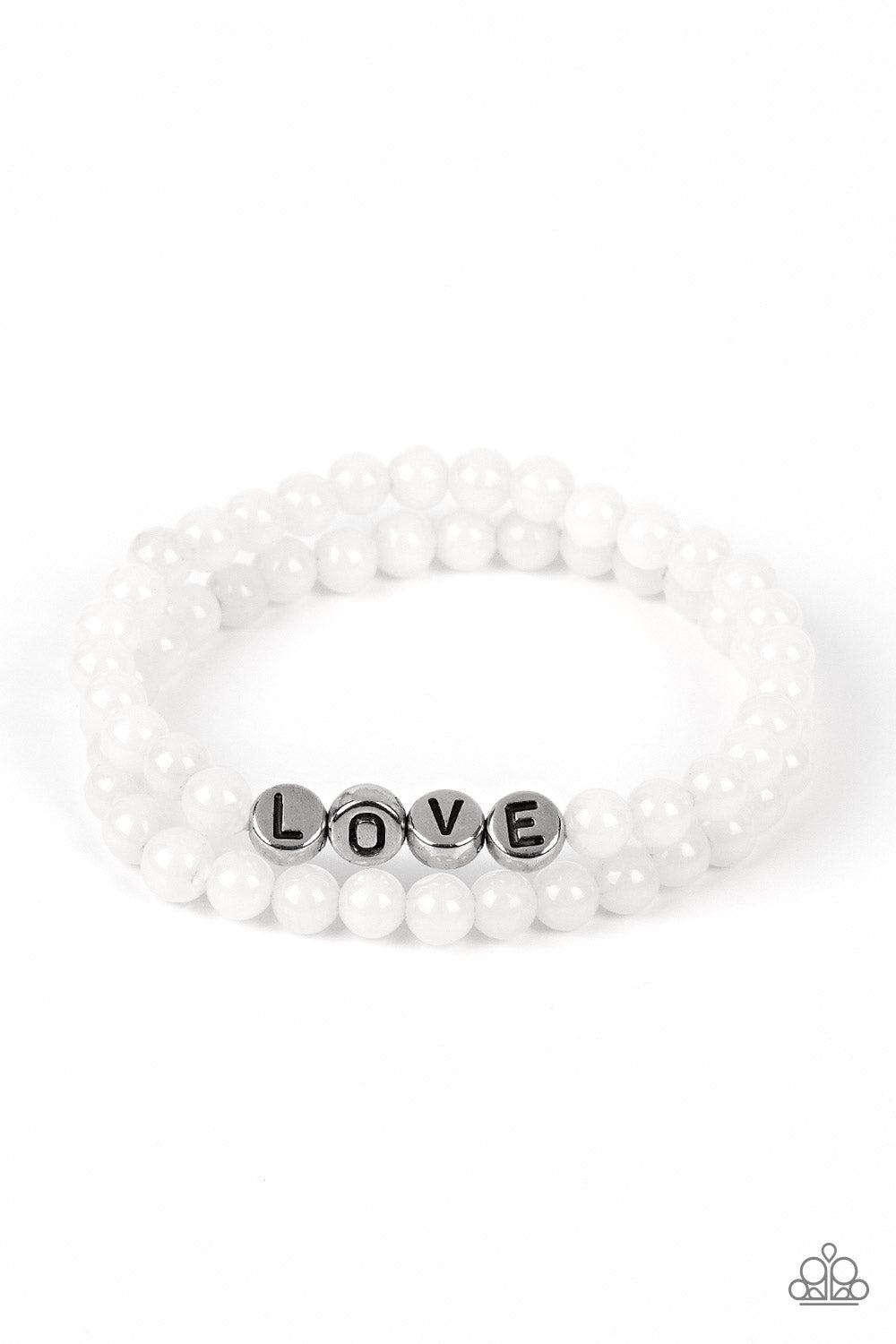 Devoted Dreamer White Inspirational Bracelet - Paparazzi Accessories- lightbox - CarasShop.com - Paparazzi Jewelry by Cara Jewels